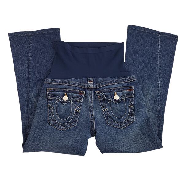 True Religion Pea in the Pod Maternity Joey Jeans Flare Leg Twisted Seam 32 - Picture 2 of 12